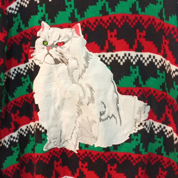 Blizzard Bay "Ugly" Holiday sweater, fussycat. - Picture 2 of 5